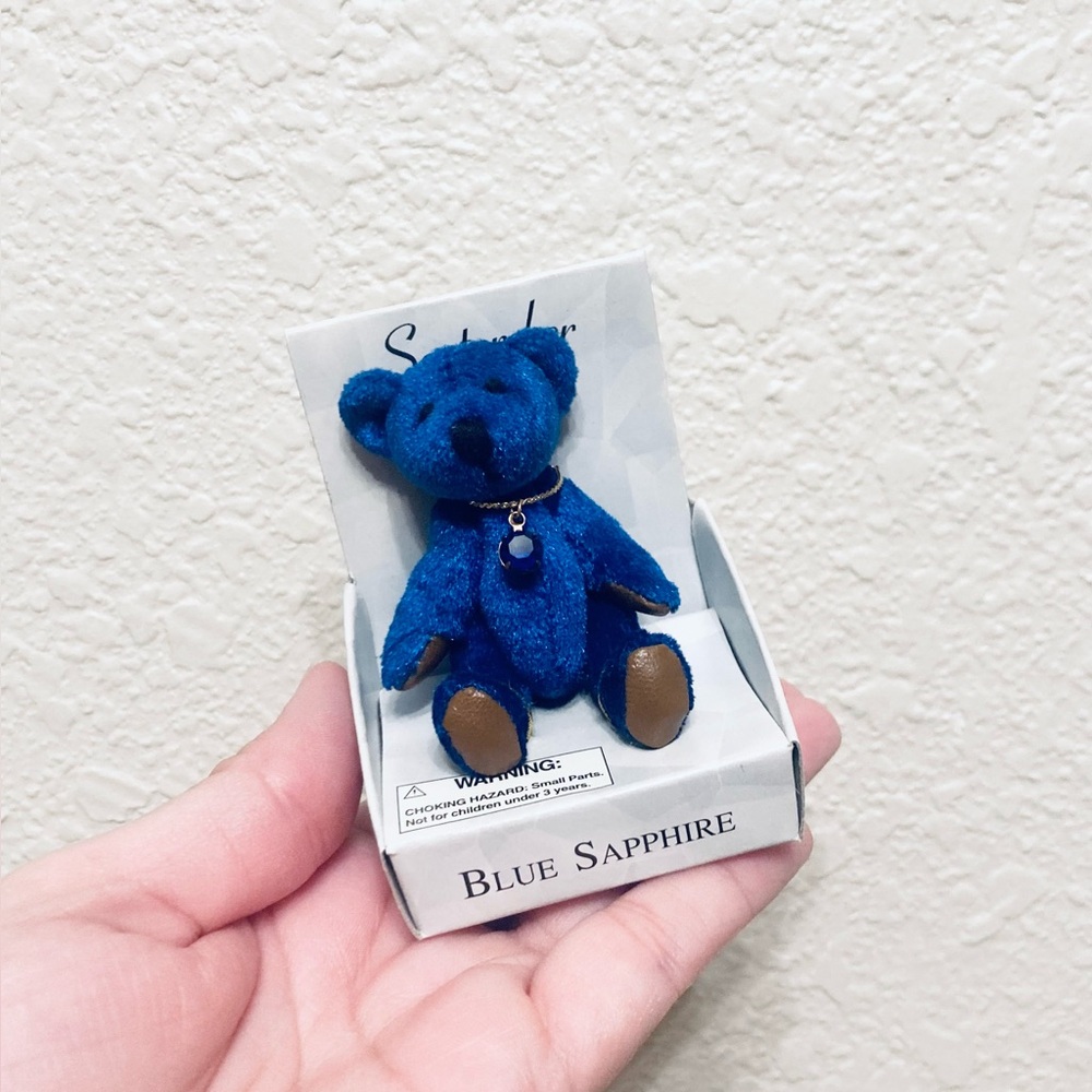Vtg Russ Berrie mini bear birthday month September birthstone nib 3